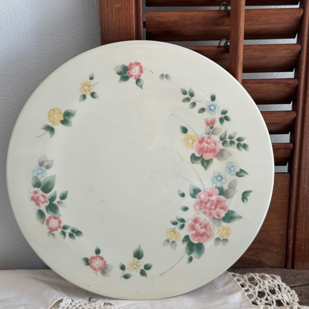 Reston Lloyd Eurita Melamine Trivet‎ Floral Rose Round Hot Plate 7.5 Inch Cream